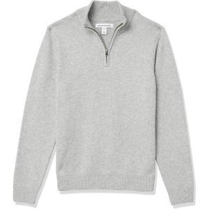 imageAmazon Essentials Mens LongSleeve Soft Touch QuarterZip SweaterLight Grey
