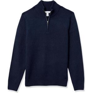 imageAmazon Essentials Mens LongSleeve Soft Touch QuarterZip SweaterNavy