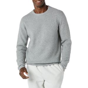 imageAmazon Essentials Mens LongSleeve Soft Touch Waffle Stitch Crewneck SweaterLight Grey Heather
