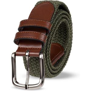 imageAmazon Essentials Mens Stretch Woven Braid BeltDark Olive