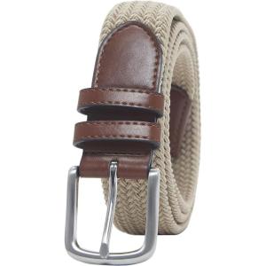 imageAmazon Essentials Mens Stretch Woven Braid BeltKhaki Brown