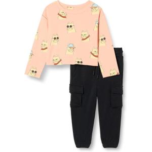 imageAmazon Essentials girls Long Sleeve TShirt and Pull on Pants SetBlackCool Cat