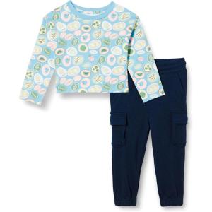 imageAmazon Essentials girls Long Sleeve TShirt and Pull on Pants SetNavyFruit
