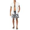imageAmazon Essentials Mens 9quot Swim Trunks with Mesh Lining Pockets Drawstring ClosureBlack Hibiscus Flower