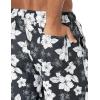 imageAmazon Essentials Mens 9quot Swim Trunks with Mesh Lining Pockets Drawstring ClosureBlack Hibiscus Flower