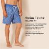 imageAmazon Essentials Mens 9quot Swim Trunks with Mesh Lining Pockets Drawstring ClosureBlue Geometric Print