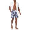 imageAmazon Essentials Mens 9quot Swim Trunks with Mesh Lining Pockets Drawstring ClosureNavy Hibiscus Flower