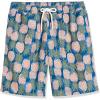 imageAmazon Essentials Mens 9quot Swim Trunks with Mesh Lining Pockets Drawstring ClosureNavy Peach Pineapple Print