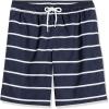 imageAmazon Essentials Mens 9quot Swim Trunks with Mesh Lining Pockets Drawstring ClosureNavy Stripe