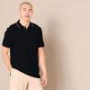 imageAmazon Essentials Mens Polo Shirts Short Sleeve SlimFit Cotton PiqueBlack Thin Stripe