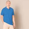 imageAmazon Essentials Mens Polo Shirts Short Sleeve SlimFit Cotton PiqueBlue Thin Stripe