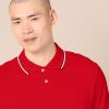 imageAmazon Essentials Mens Polo Shirts Short Sleeve SlimFit Cotton PiqueRed Thin Stripe