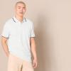 imageAmazon Essentials Mens Polo Shirts Short Sleeve SlimFit Cotton PiqueWhite Thin Stripe
