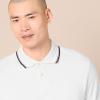 imageAmazon Essentials Mens Polo Shirts Short Sleeve SlimFit Cotton PiqueWhite Thin Stripe