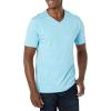 imageAmazon Essentials Mens ShortSleeve VNeck TShirts Pack of 2Aqua BlueLight Blue