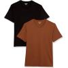 imageAmazon Essentials Mens ShortSleeve VNeck TShirts Pack of 2BlackBrown