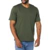 imageAmazon Essentials Mens ShortSleeve VNeck TShirts Pack of 2BlackDark Olive