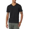 imageAmazon Essentials Mens ShortSleeve VNeck TShirts Pack of 2BlackDark Olive