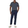 imageAmazon Essentials Mens ShortSleeve VNeck TShirts Pack of 2Grey HeatherNavy Stripe