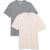 imageAmazon Essentials Mens ShortSleeve VNeck TShirts Pack of 2Grey HeatherPale Pink