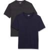 imageAmazon Essentials Mens ShortSleeve VNeck TShirts Pack of 2NavyCharcoal Heather