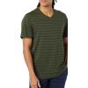 imageAmazon Essentials Mens ShortSleeve VNeck TShirts Pack of 2NavyOliveStripe