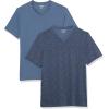 imageAmazon Essentials Mens ShortSleeve VNeck TShirts Pack of 2Washed BlueFloral Print
