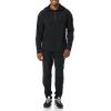 imageAmazon Essentials Mens Stretch Woven Quarter Zip Hooded Colorblock JacketBlack