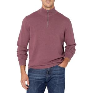 imageAmazon Essentials Mens 100 Cotton QuarterZip SweaterPlum