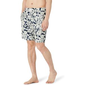 imageAmazon Essentials Mens 9quot Swim Trunks with Mesh Lining Pockets Drawstring ClosureNavy Folk Floral