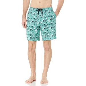 imageAmazon Essentials Mens Board ShortsTurquoise Green Tropical Leaves