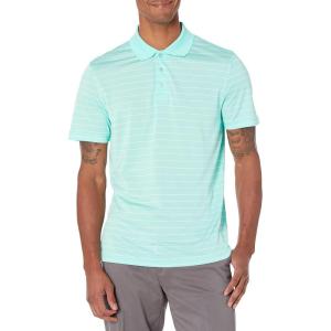 imageAmazon Essentials Mens Golf Polo Shirt Short Sleeve SlimFit QuickDryAqua Blue Stripe
