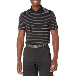 imageAmazon Essentials Mens Golf Polo Shirt Short Sleeve SlimFit QuickDryBlack Stripe