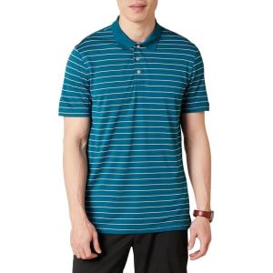 imageAmazon Essentials Mens Golf Polo Shirt Short Sleeve SlimFit QuickDryBlue White Mini Stripe