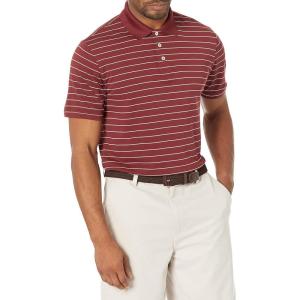 imageAmazon Essentials Mens Golf Polo Shirt Short Sleeve SlimFit QuickDryBurgundy Stripe