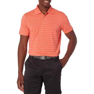 imageAmazon Essentials Mens Golf Polo Shirt Short Sleeve SlimFit QuickDryCoral Orange Stripe