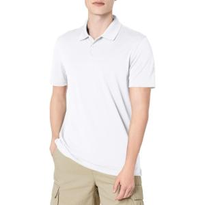 imageAmazon Essentials Mens Golf Polo Shirt Short Sleeve SlimFit QuickDryWhite