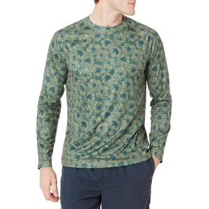 imageAmazon Essentials Mens LongSleeve QuickDry UPF 50 Swim TeeOlive Hibiscus Flower