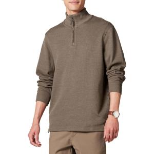 imageAmazon Essentials Mens QuarterZip French Rib Sweater Casual WearBrown Heather