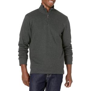 imageAmazon Essentials Mens QuarterZip French Rib Sweater Casual WearCharcoal Heather