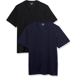 imageAmazon Essentials Mens ShortSleeve VNeck TShirts Pack of 2BlackNavy