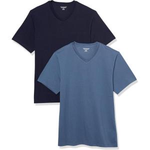 imageAmazon Essentials Mens ShortSleeve VNeck TShirts Pack of 2Dark BlueNavy