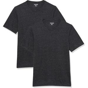 imageAmazon Essentials Mens ShortSleeve VNeck TShirts Pack of 2Dark Grey Heather