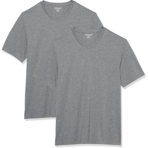 imageAmazon Essentials Mens ShortSleeve VNeck TShirts Pack of 2Grey Heather