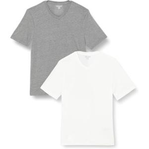 imageAmazon Essentials Mens ShortSleeve VNeck TShirts Pack of 2Grey HeatherWhite