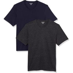imageAmazon Essentials Mens ShortSleeve VNeck TShirts Pack of 2NavyCharcoal Heather