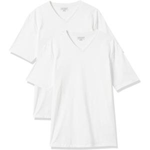 imageAmazon Essentials Mens ShortSleeve VNeck TShirts Pack of 2White