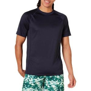 imageAmazon Essentials Mens SlimFit ShortSleeve QuickDry UPF 50 Swim TeeDark Navy