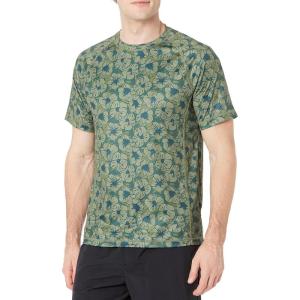 imageAmazon Essentials Mens SlimFit ShortSleeve QuickDry UPF 50 Swim TeeOlive Hibiscus Flower