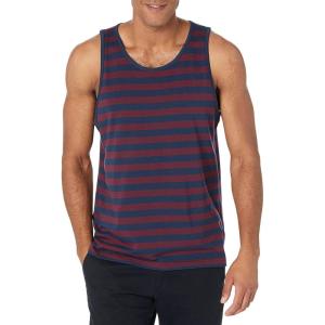 imageAmazon Essentials Mens Tank Top RegularFit UndershirtBurgundy Navy Stripe